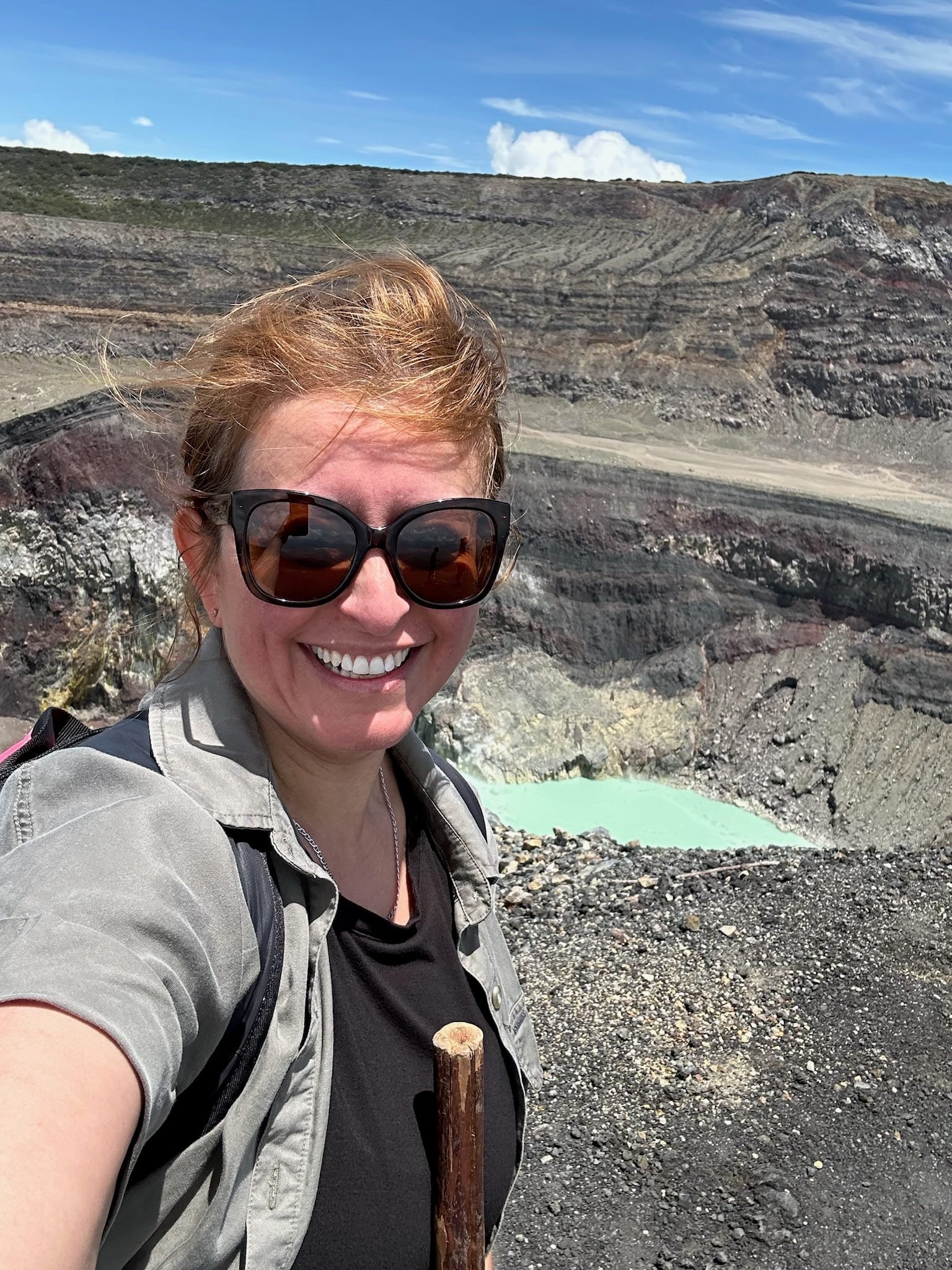 Ana at the crater rim of Santa Ana volcano, El Salvador